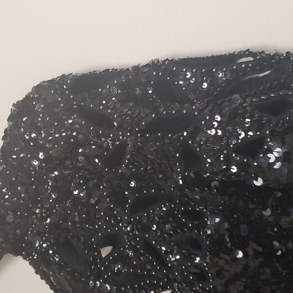 Alyce Designs Vintage Dress Formal Beaded Sequins Black Multicolor opened back 6 - Picture 6 of 12